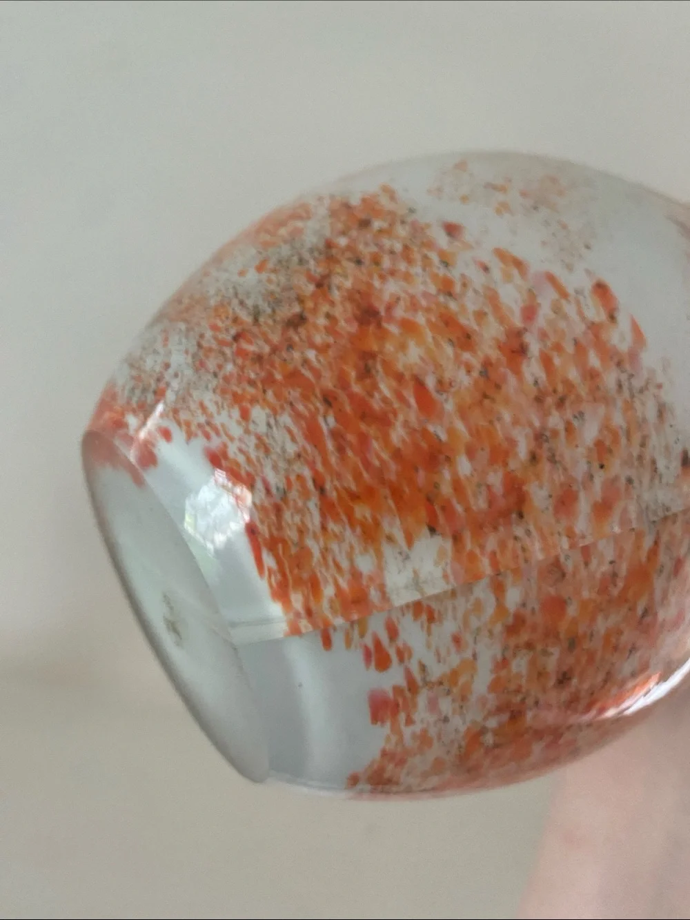 Blown glass vase - orange and white